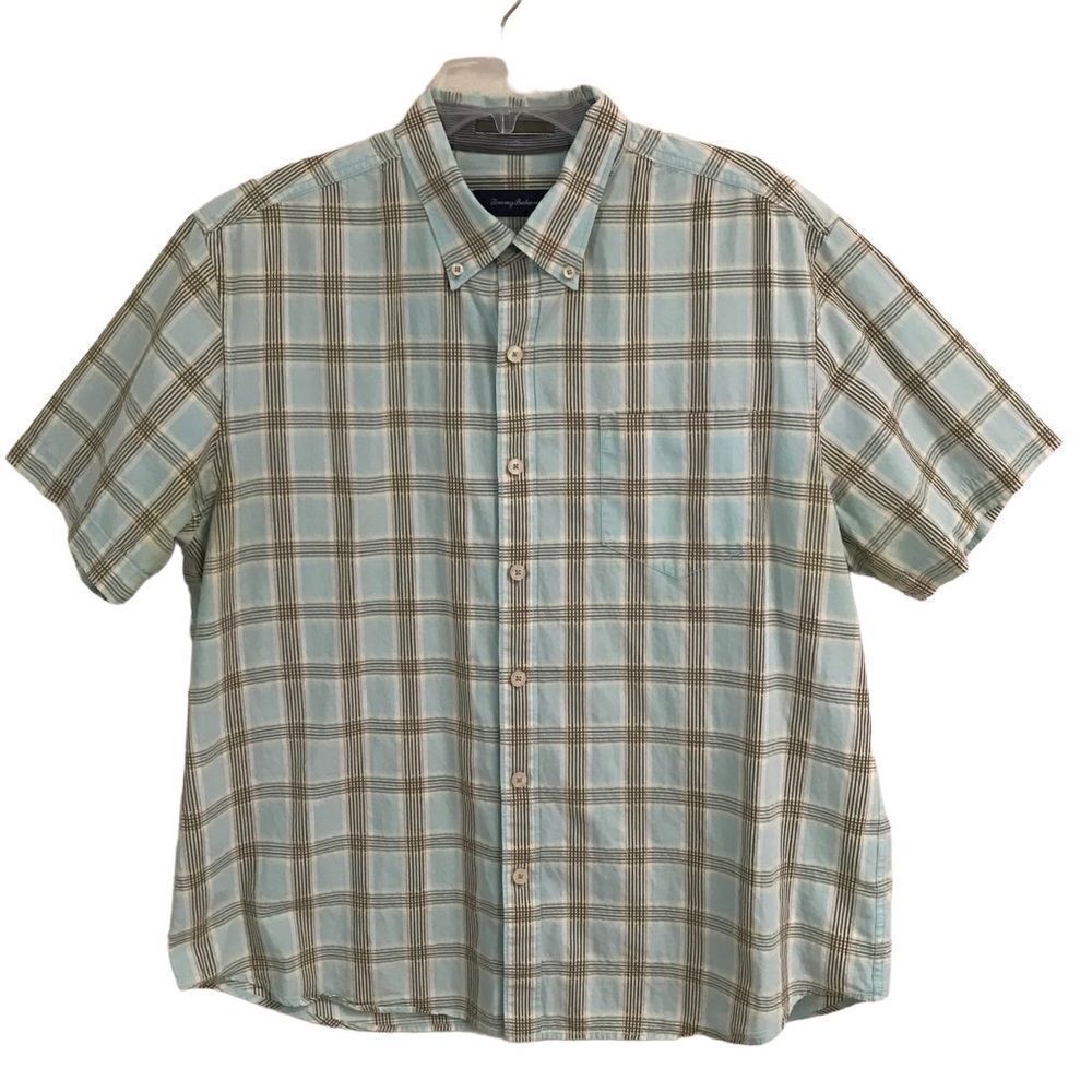 Tommy Bahama‎ 100% cotton plaid print button down shirt XL